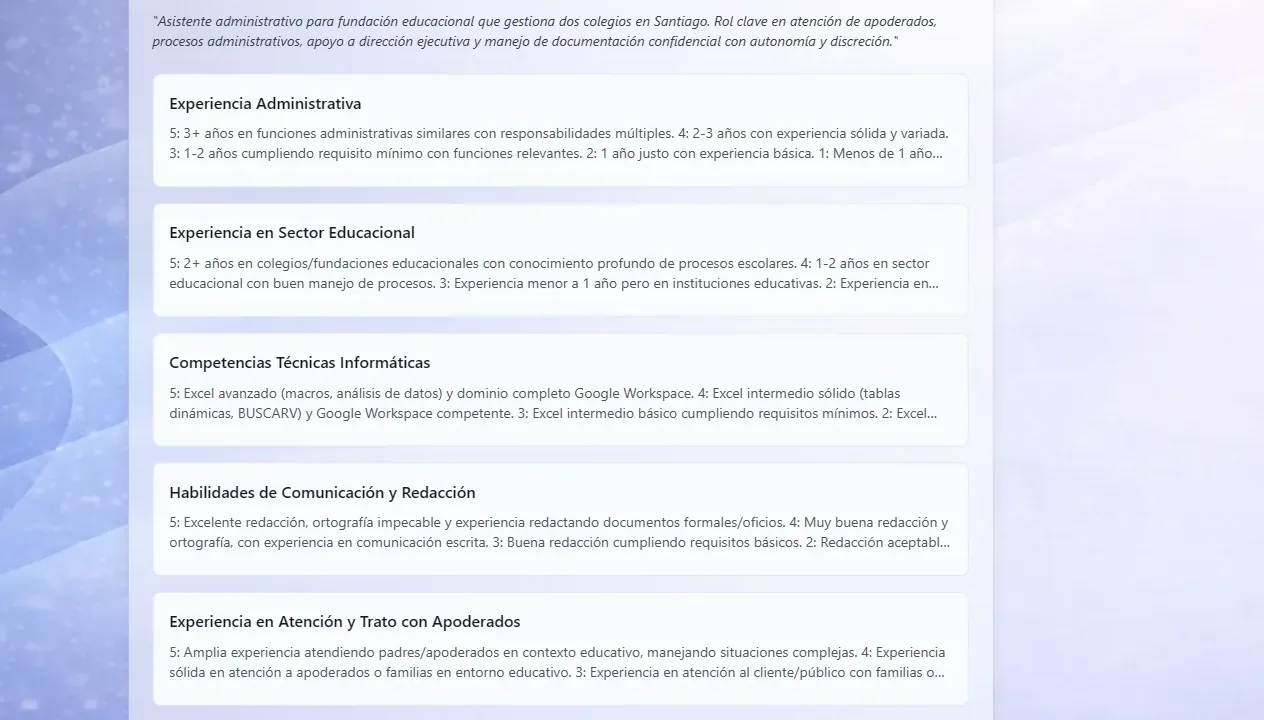 Criterios de evaluación generados automáticamente a partir de una oferta laboral